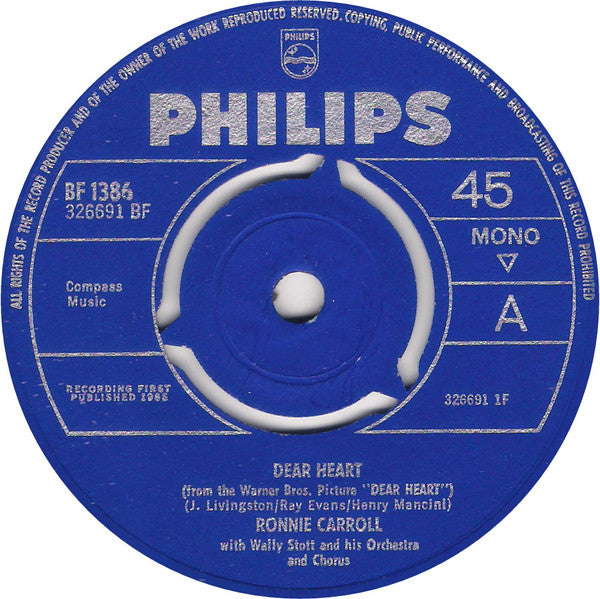 Ronnie Carroll : Dear Heart (7", Single, Mono)