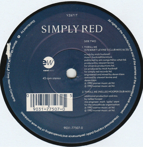 Simply Red : Thrill Me (12", Single)