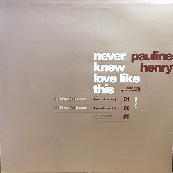 Pauline Henry : Never Knew Love Like This (12", Promo, 2/2)