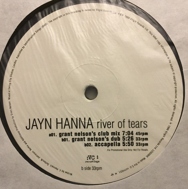 Jayn Hanna : River Of Tears (12", Promo)