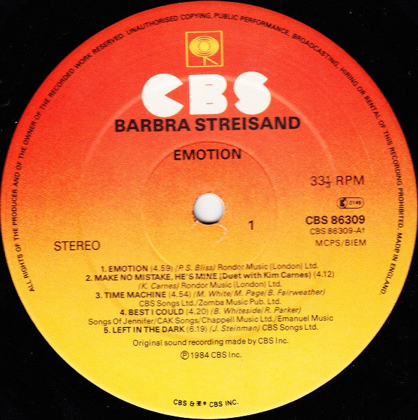 Barbra Streisand : Emotion (LP, Album)