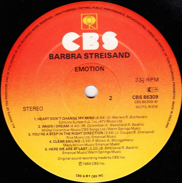 Barbra Streisand : Emotion (LP, Album)