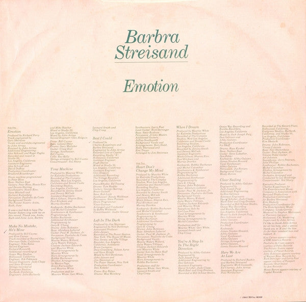 Barbra Streisand : Emotion (LP, Album)