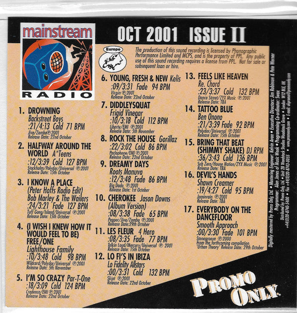 Various : Promo Only Mainstream Radio: Oct 2001 Issue II (CD, Comp, Promo)