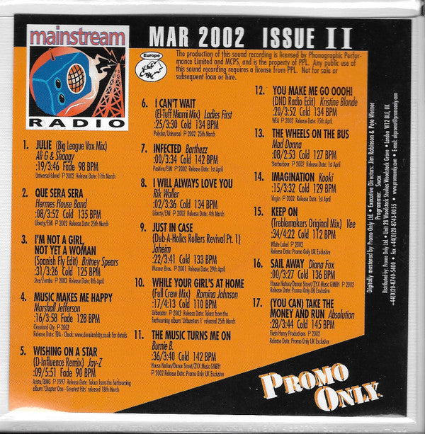 Various : Promo Only UK Mainstream Radio: Mar 2002 Issue II (CD, Comp, Promo, DJ )