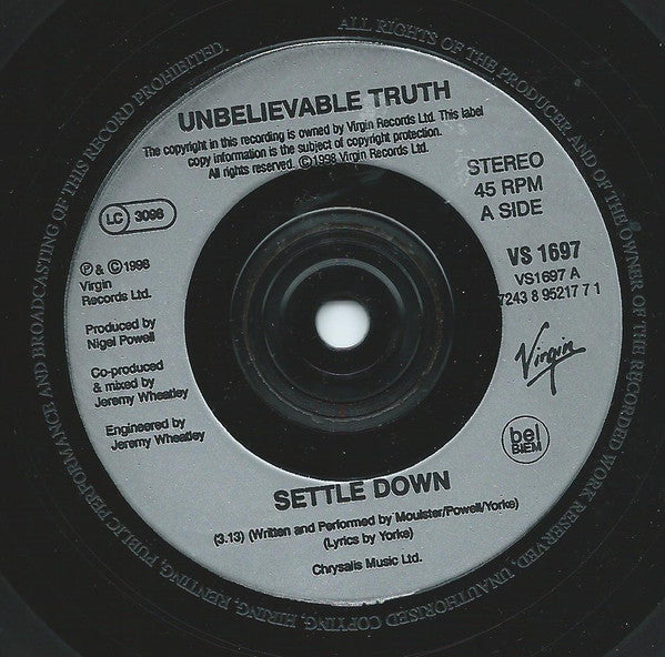 Unbelievable Truth : Settle Down / Dune Sea (7", Num)