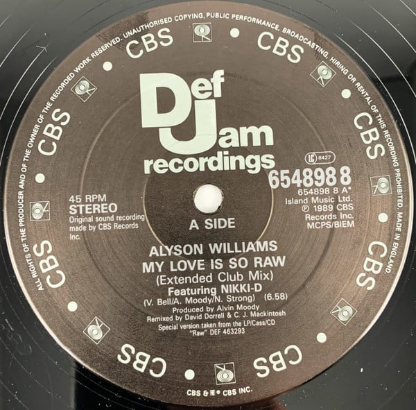 Alyson Williams : My Love Is So Raw (The Love Mix) (12", Single, Ltd)
