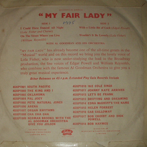Al Goodman And His Orchestra : My Fair Lady (7", EP)