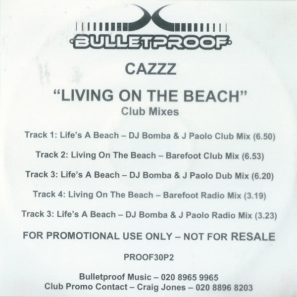 Cazzz : Living On The Beach (Club Mixes) (CD, Promo)
