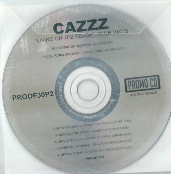 Cazzz : Living On The Beach (Club Mixes) (CD, Promo)