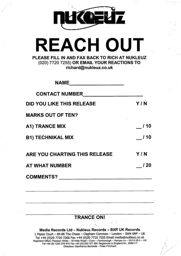 Elemental (3) : Reach Out (12", Promo)