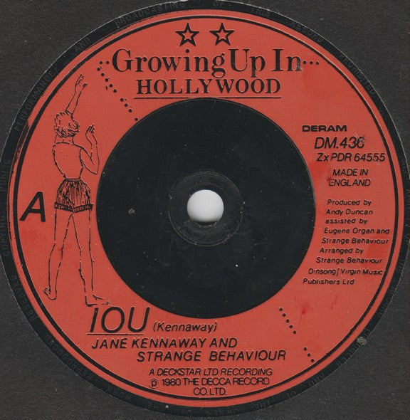 Jane Kennaway & Strange Behaviour : IOU (7", Single, RE)