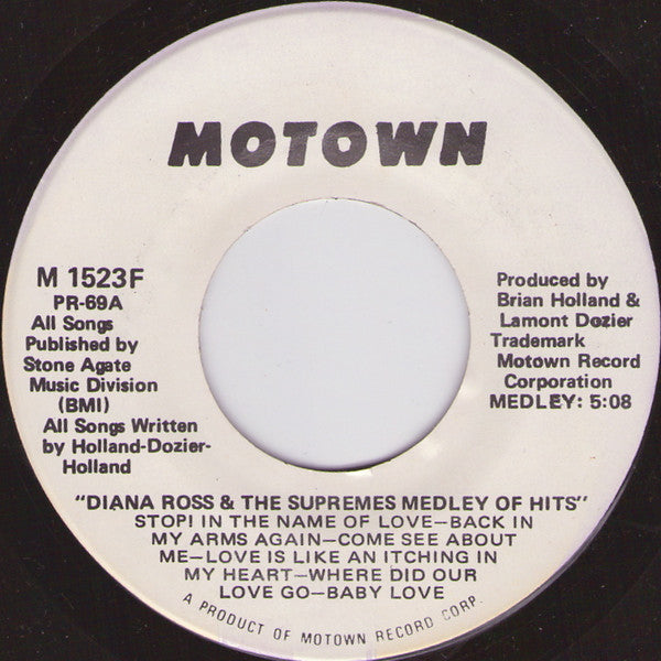 The Supremes : Diana Ross & The Supremes Medley Of Hits (7", Promo)
