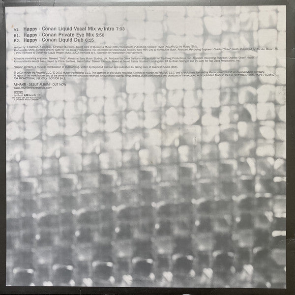 Ashanti : Happy (Conan Liquid Remixes) (12", Promo)
