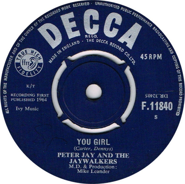Peter Jay And The Jaywalkers : If You Love Me (7", Single)