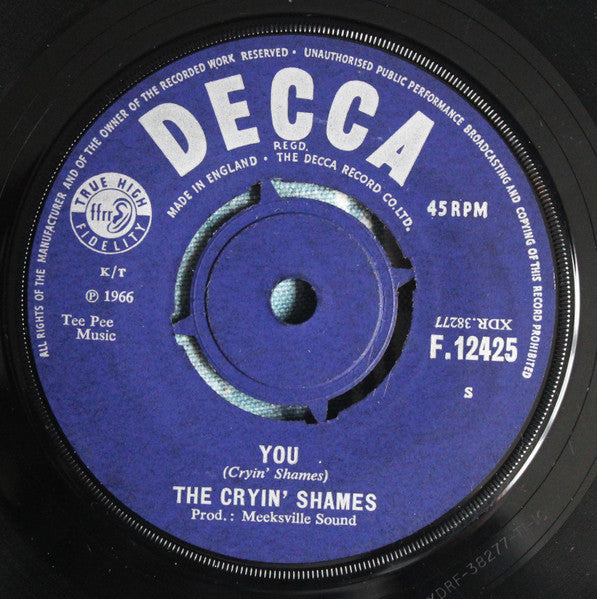 The Cryin' Shames : Nobody Waved Goodbye (7", Single)