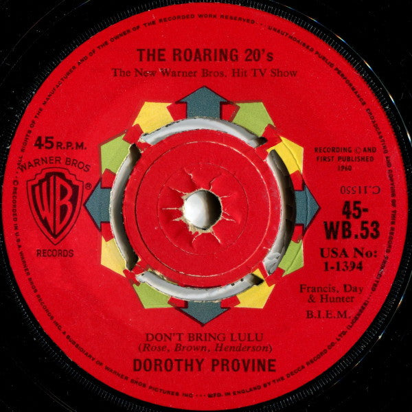 Dorothy Provine / "The Roaring 20's" The Girls : Don't Bring Lulu / Whisper Song (When The Pussywillow Whispers To The Catnip) (7")