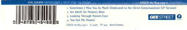 P.M. Dawn : Sometimes I Miss You So Much (Dedicated To The Christ Conciousness) (CD, Single)