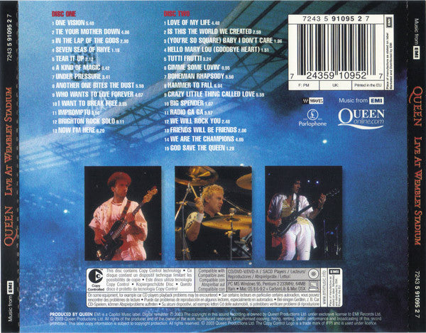 Queen : Live At Wembley Stadium (2xCD, Album, Copy Prot., RE, RM)