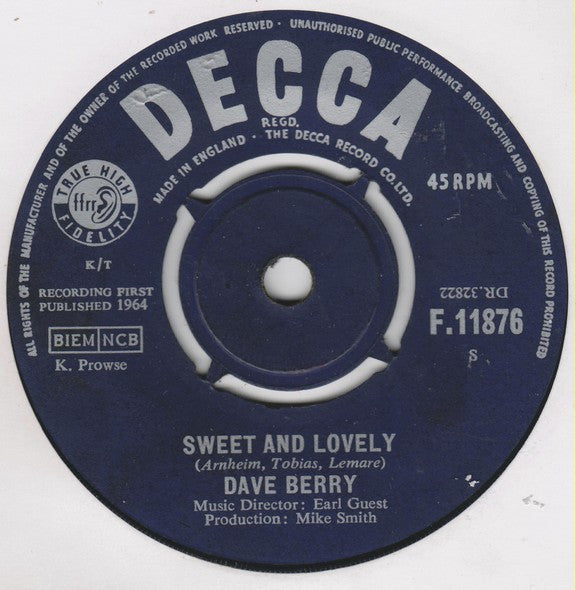 Dave Berry : Baby It's You (7", Single)
