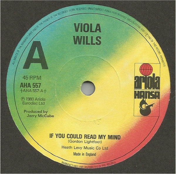Viola Wills : If You Could Read My Mind (7")