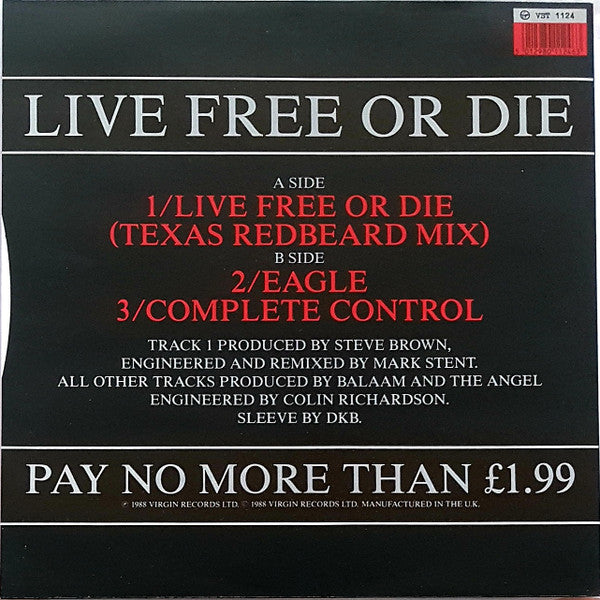 Balaam And The Angel : Live Free Or Die (Texas Redbeard Mix) (12", Maxi)