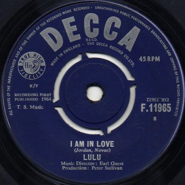 Lulu : Can't Hear You No More / I Am In Love (7", Single)