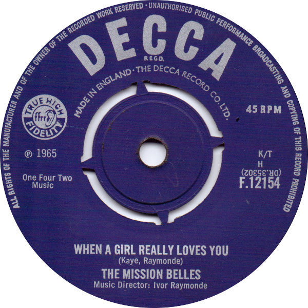 The Mission Belles : Sincerely (7", Single)