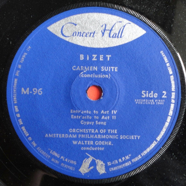 Georges Bizet - Amsterdam Philharmonic Society Orchestra, Walter Goehr : Carmen Suite (7")
