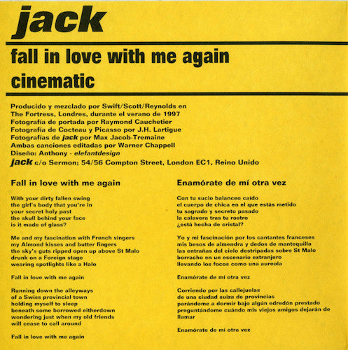 Jack : Enamórate De Mí Otra Vez / Cinemático (7", whi)