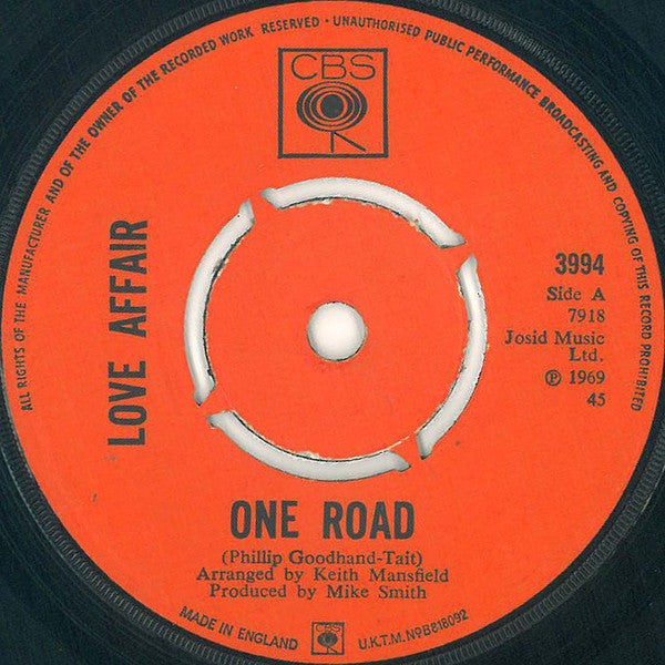 The Love Affair : One Road (7", Single, Kno)