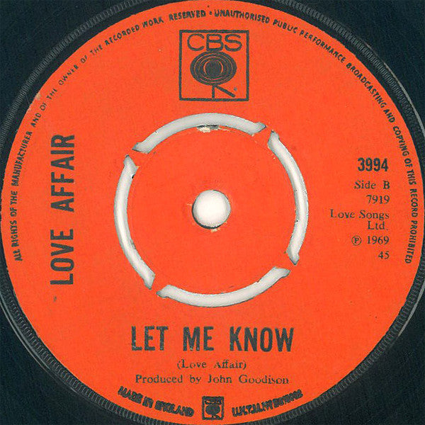 The Love Affair : One Road (7", Single, Kno)