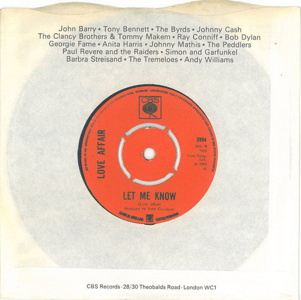 The Love Affair : One Road (7", Single, Kno)