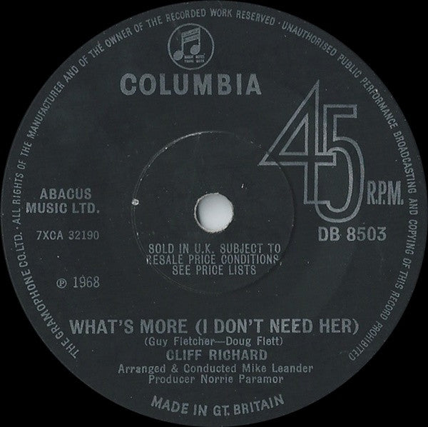 Cliff Richard & The Shadows / Cliff Richard : Don't Forget To Catch Me / What's More (I Don't Need Her) (7", Single)
