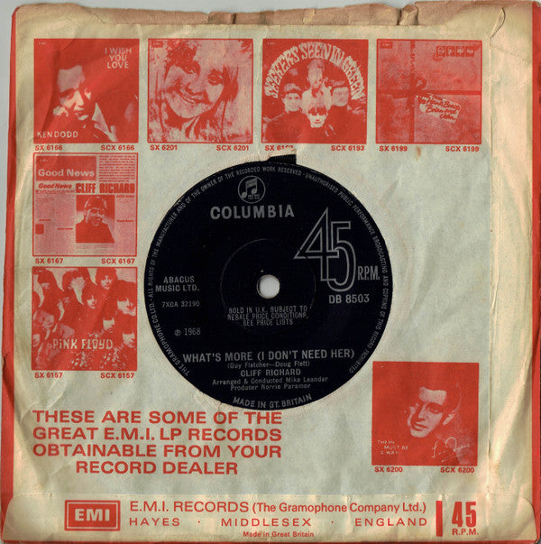 Cliff Richard & The Shadows / Cliff Richard : Don't Forget To Catch Me / What's More (I Don't Need Her) (7", Single)