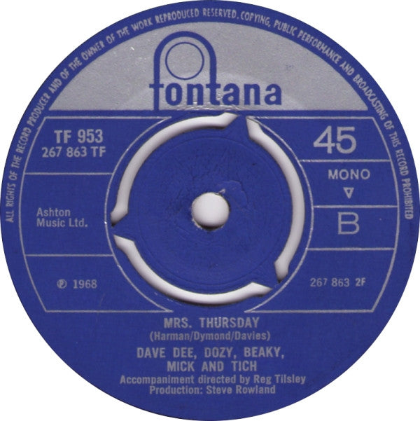 Dave Dee, Dozy, Beaky, Mick & Tich : Last Night In Soho (7", Mono, 3 P)