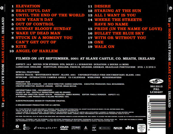 U2 : U2 Go Home (Live From Slane Castle Ireland) (DVD-V, Copy Prot., Enh, Multichannel, PAL, DTS)