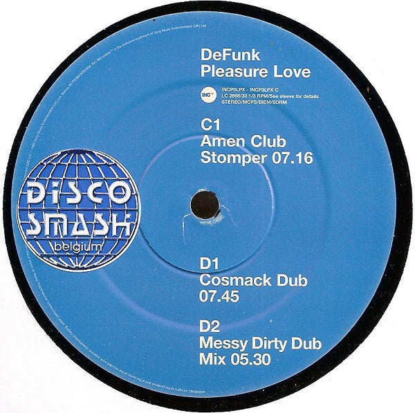 De Funk : Pleasure Love (2x12", Promo)