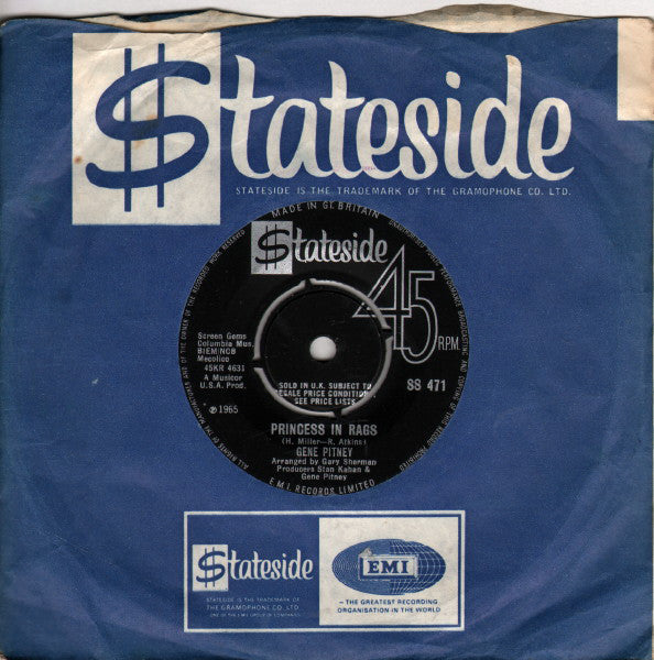 Gene Pitney : Princess In Rags (7", Single)