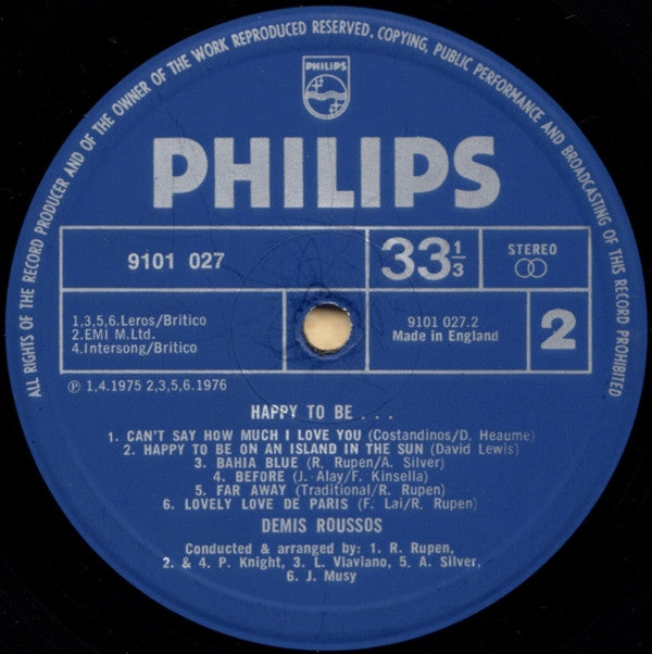 Demis Roussos : Happy To Be... (LP, Album, Gat)