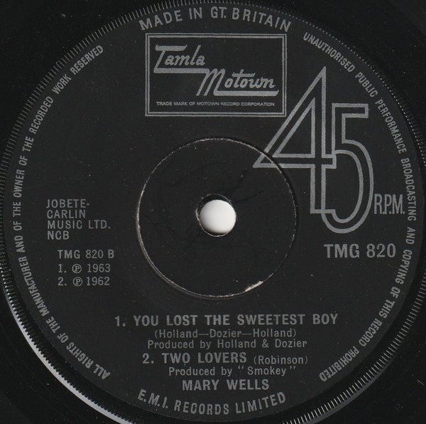 Mary Wells : My Guy (7", Single, Sol)