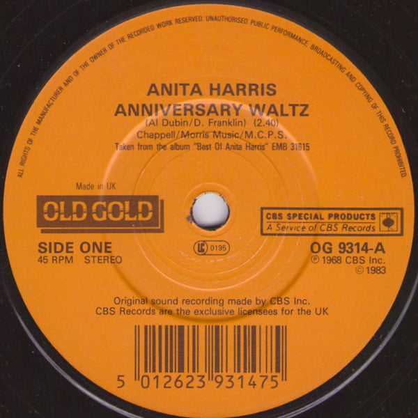 Anita Harris : Anniversary Waltz / Just Loving You (7", RP)
