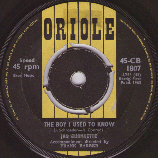 Jan Burnnette : The Boy I Used To Know (7")