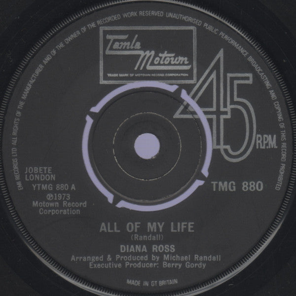 Diana Ross : All Of My Life (7", Single, Pus)