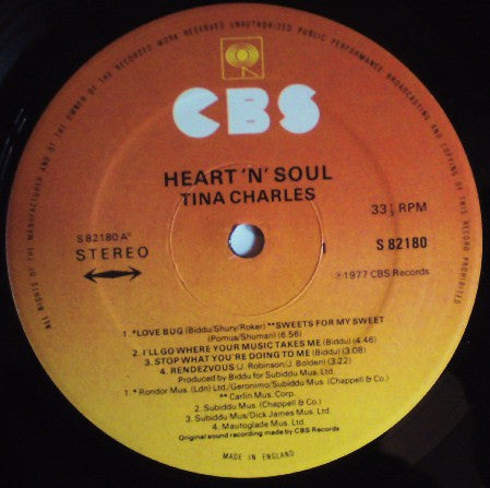 Tina Charles : Heart 'N' Soul (LP, Album)