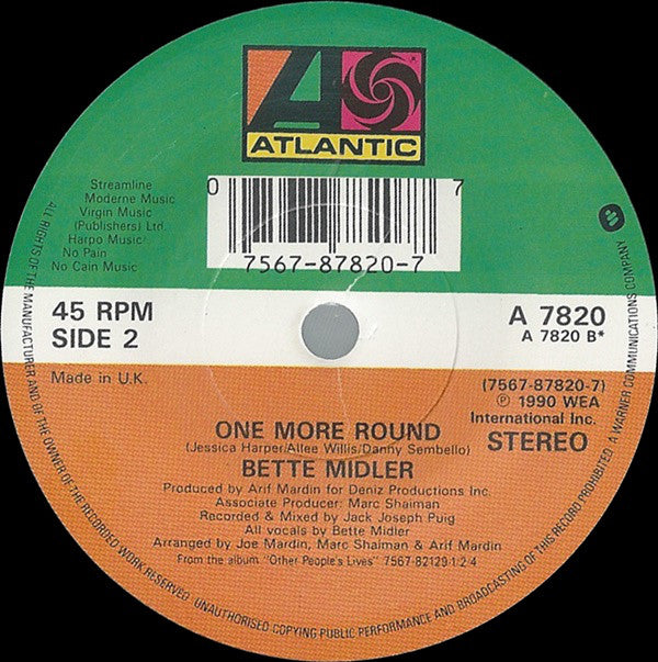 Bette Midler : From A Distance (7", Single)