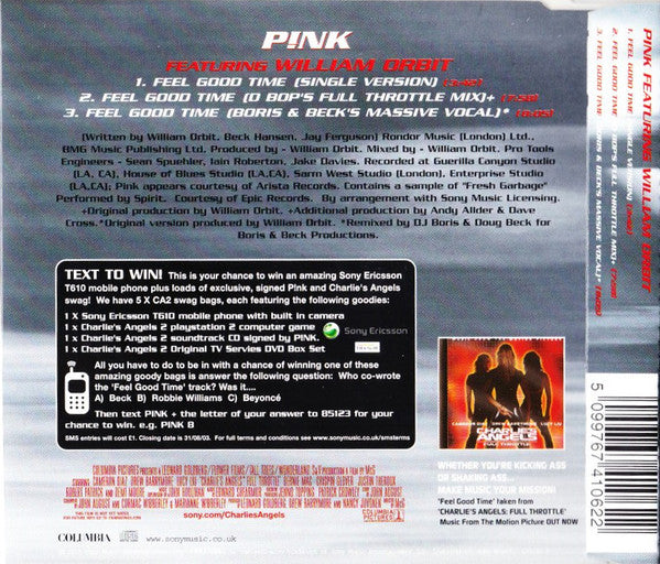 P!NK Featuring William Orbit : Feel Good Time (CD, Single)