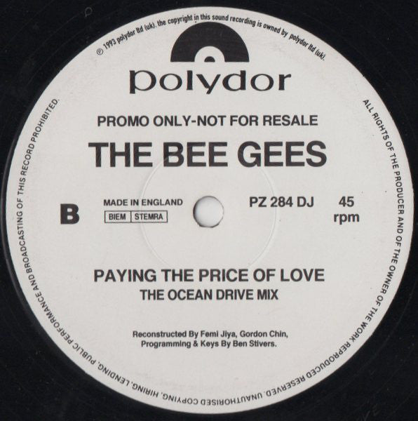 Bee Gees : Paying The Price Of Love (12", Single, Promo)