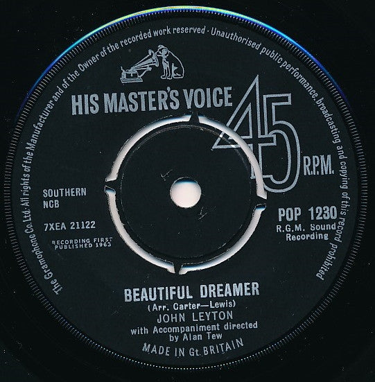John Leyton : Beautiful Dreamer (7", Single)