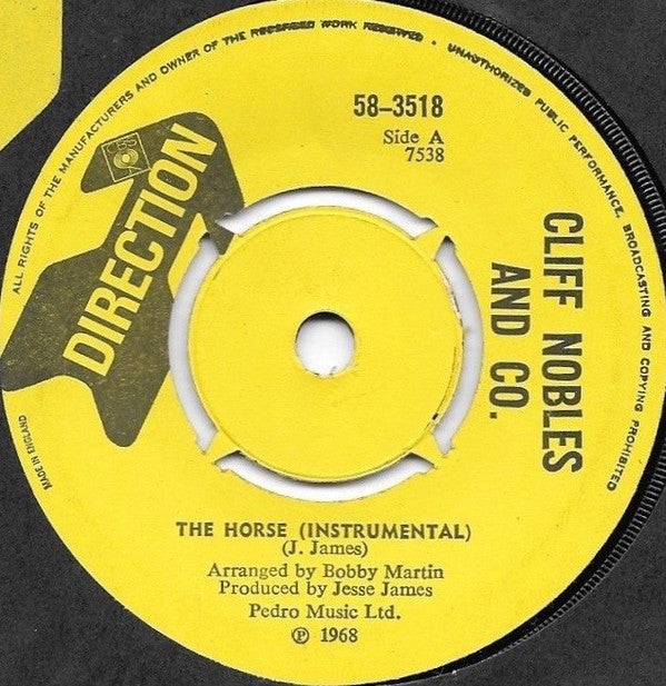 Cliff Nobles & Co : The Horse (Instrumental) (7", Single, RE, 4-P)